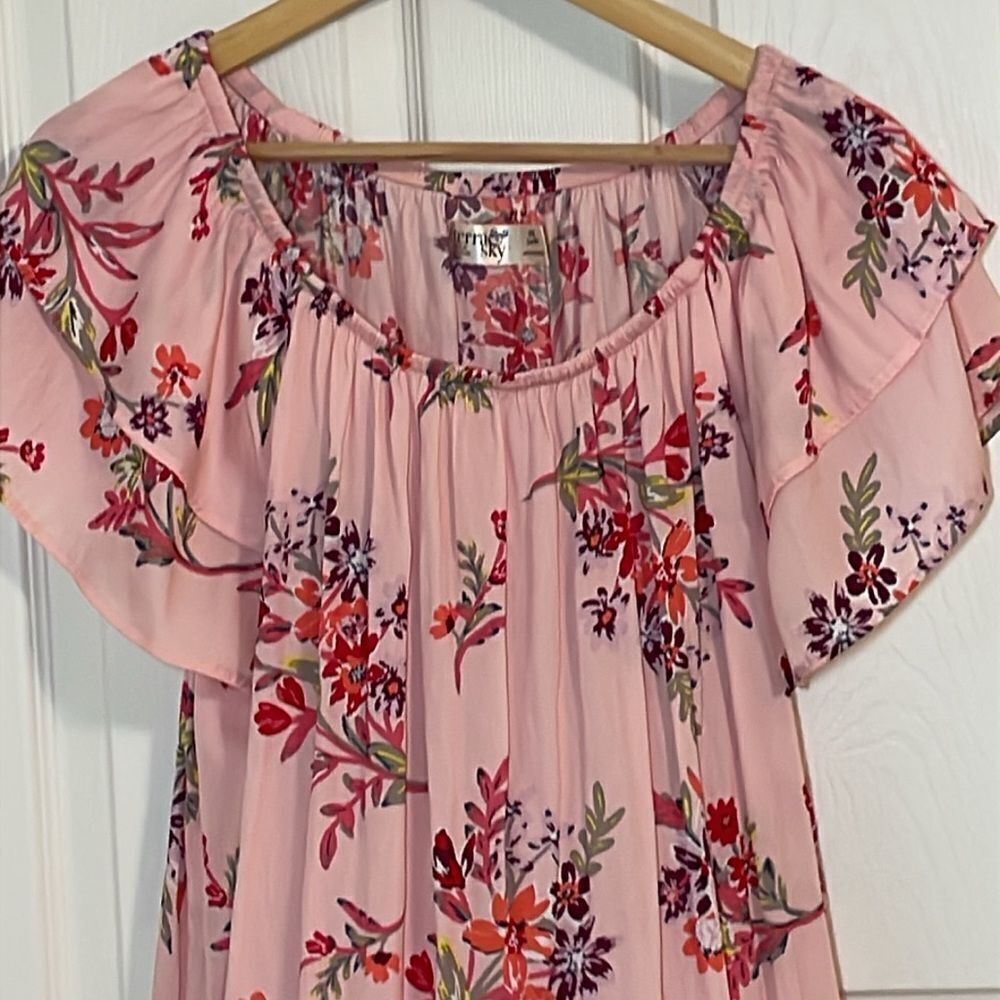 Terra & Sky Peach Ruffled Blouse,β0X - Picture 2 of 4